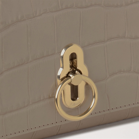Mulberry Amberley Clutch Cashmere Taupe Shiny Small Croc